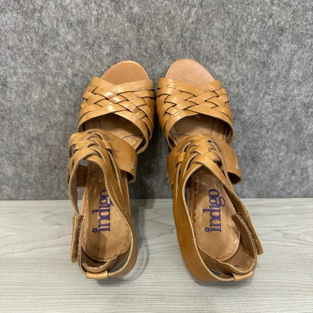 Indigo by Clarks Pocomo Wedge Sandals Womens 6 Woven Leather Espadrille Heel